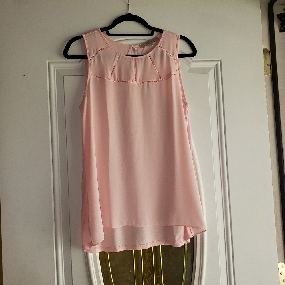 LOFT Light Pink Sleeveless Chiffon Blouse